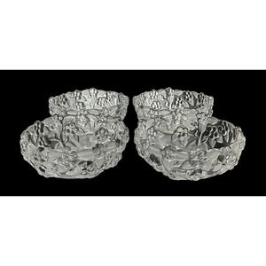Set Of 4 Mikasa Crystal Carmen 5" Fruit Bowl Raised Flowers Frosted‎ Leaves EUC
